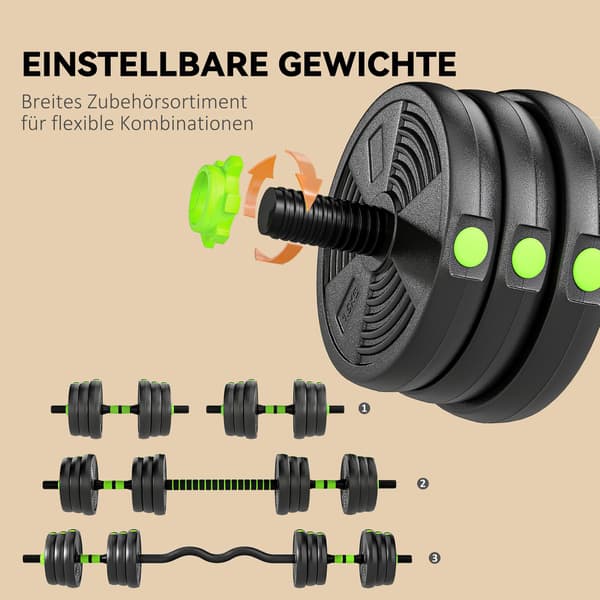 Justerbart hantelset 20 kg – 3-i-1-hemgymutrustning