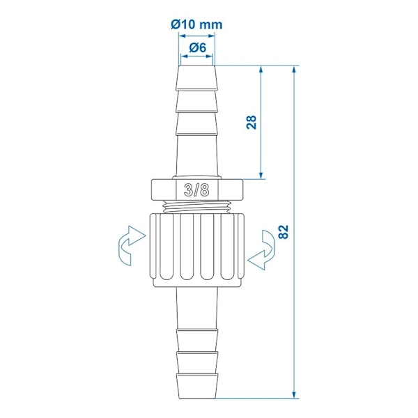 Vandslangetilslutning 10mm pr stk