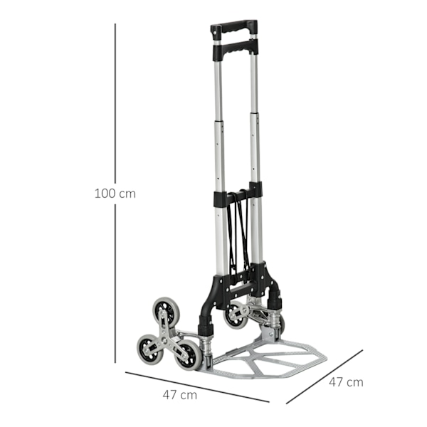 Trappeklatrer Sæk Lastbil Sammenfoldelig, 6-Rullesystem, Fast Reb, Op Til 70 Kg, Aluminium, Sølv, 70 Kg Lastkapacitet