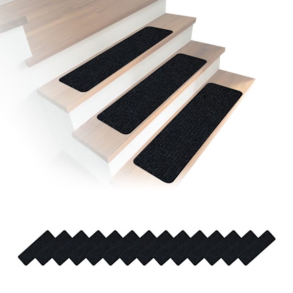 Rektangulära trappmattor, 16 st, 65×20 cm, halkfria