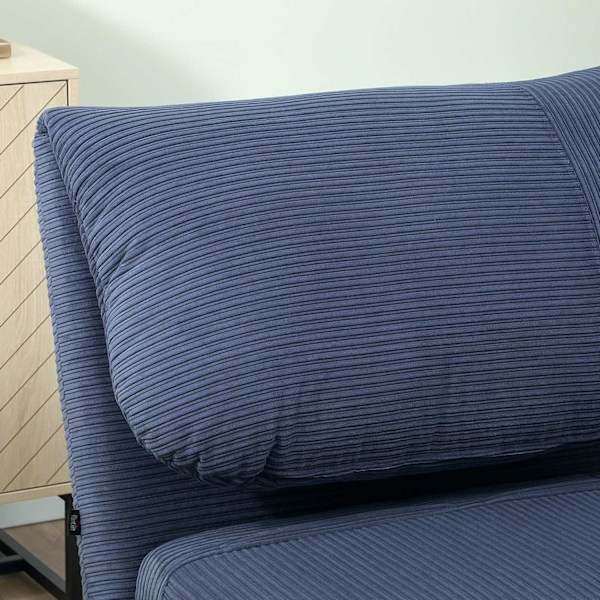 2-i-1 sovesofa, stoleseng, justerbar foldemadras, gæsteseng i fløjlsbukslook, til soveværelse, stue, blå, 82 x 89 x 83 cm Aosom