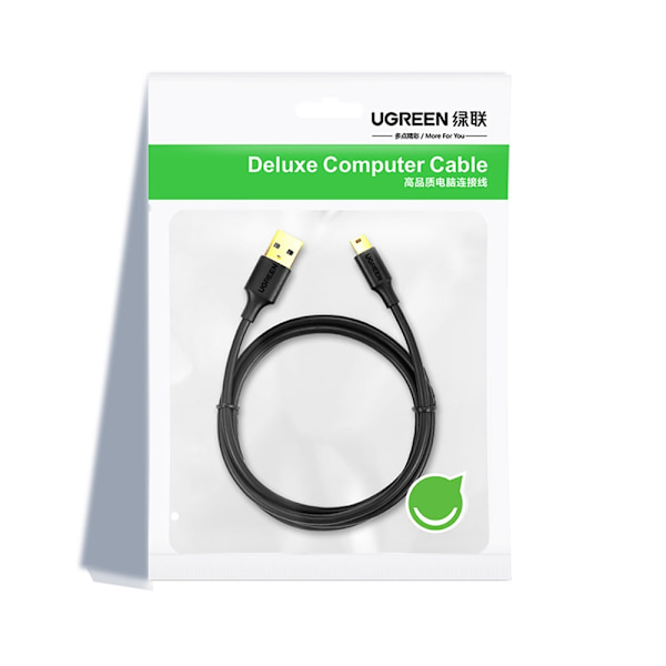 Kaapeli 5-nastainen kullattu USB - mini USB-kaapeli 0,25 m musta