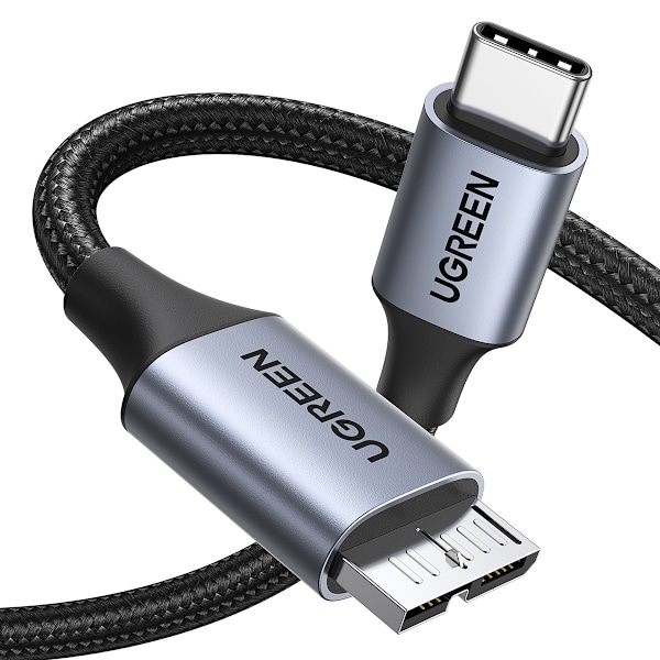Kaapeli SSD-asemalle USB-C - micro USB-B 3.0 5Gb/s 3A 1m harmaa