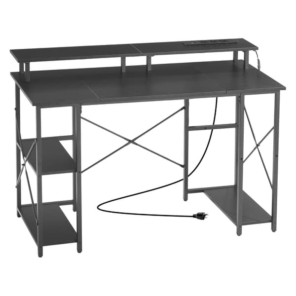 Computerbord 120 cm – LED-lys, stikkontakter, skærmstativ