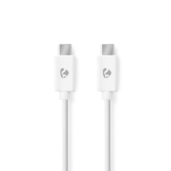 USB-C till USB-C-kabel, 2m, 60W, 480 Mbps, Vit