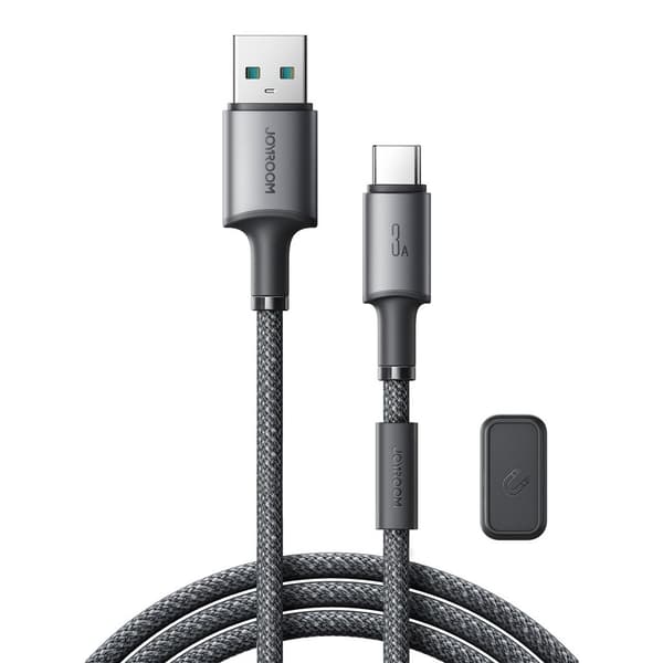 Joyroom USB-A til USB-C 480Mbps Kabel med Magnetisk Holder 3A, 1,2m - Grå