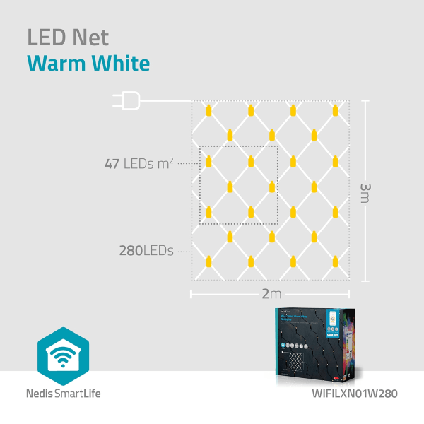 SmartLife jluelys | Net | Wi-Fi | Varm Hvid | 280 LED's | 3.00 m | 3 x 2 m | Android™ / IOS
