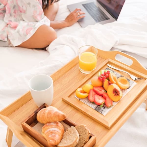 Hopfällbart Frukostbord i Bambu