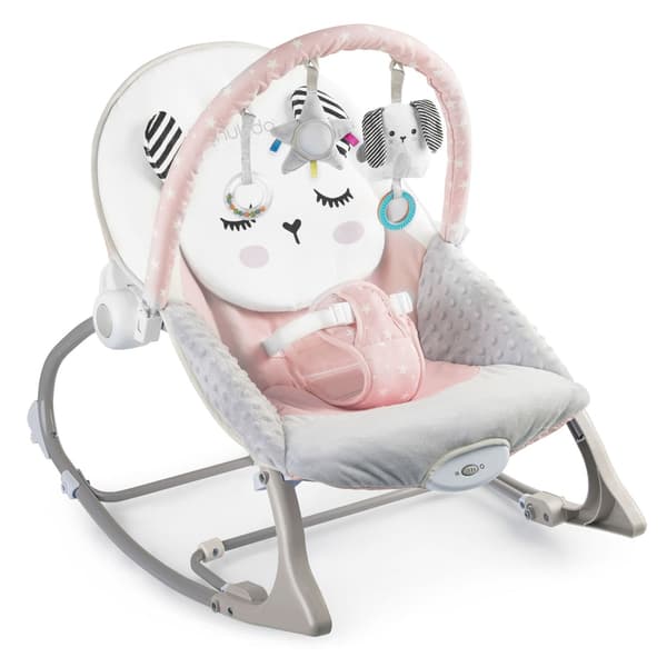 Babyvippe med vibration, lyserød – multifunktionel, sikker