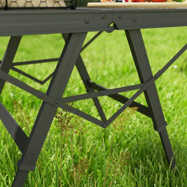 Campingbord, højdejusterbart, klapbord med metalgitter, foldbart havebord lavet af aluminium, letvægts, multifunktionelt bord, sidebord til have, balk