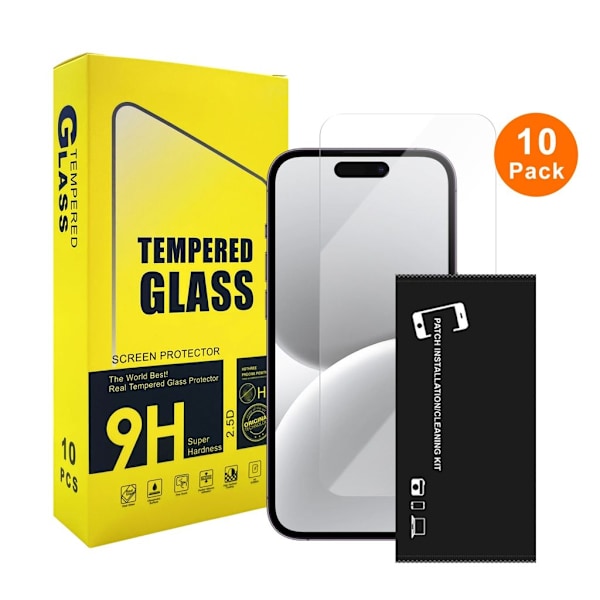 10-pack skärmskydd i härdat glas för iPhone 16, Bulk