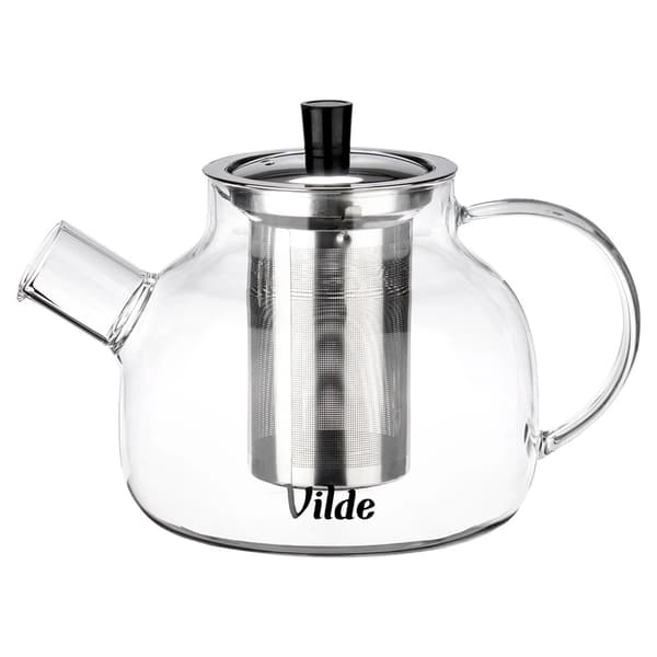 Glastekande med tekande i rustfrit stål, 850 ml