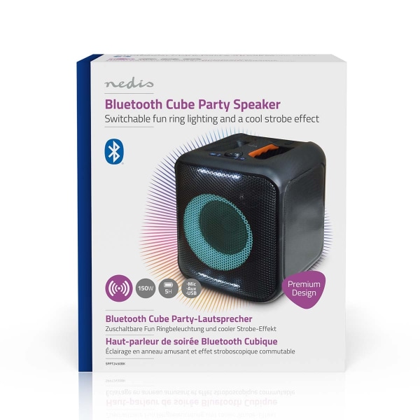 Bluetooth® Party Speaker | Maksimal batteritid: 5 timer | 150 W | Bærehåndtag | Fest lys | Kan parres | Equalizer | Orange / Sort