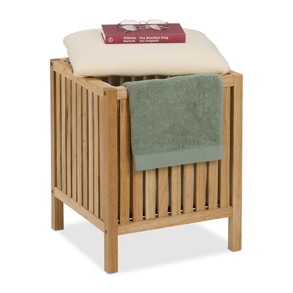 Laundry Hamper -jakkara pehmusteella, pähkinäpuuta