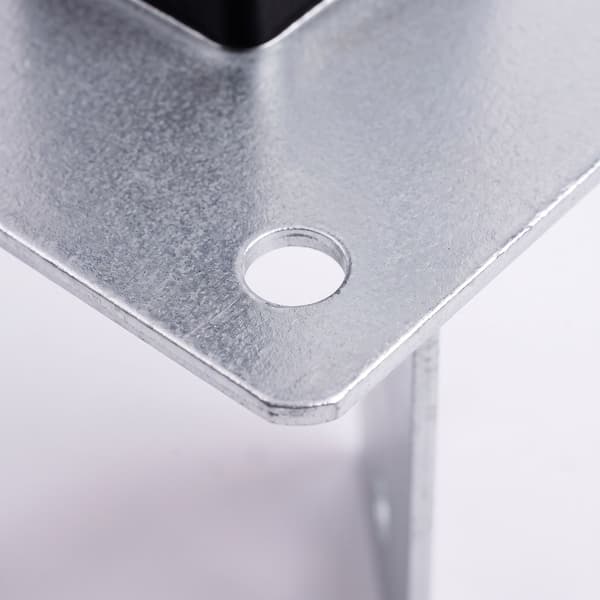 Stolpstöd i galvaniserat stål, 4-pack – silver, 90x150 mm