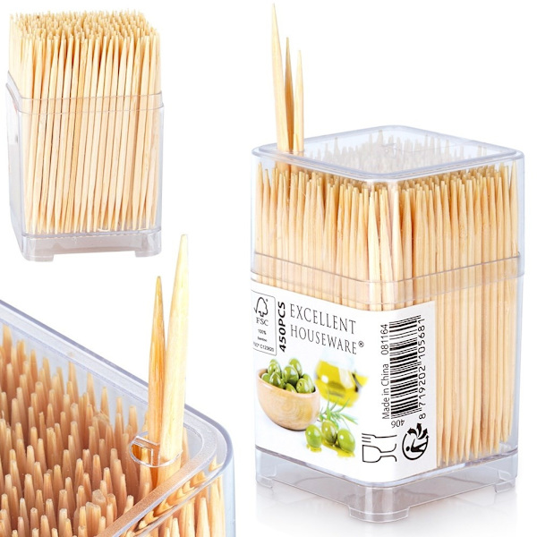 Trätandpetare i praktisk förpackning för snacks och måltider