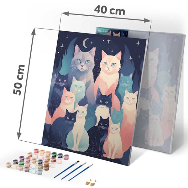 Maleri efter tal 40x50 cm Massido Cats