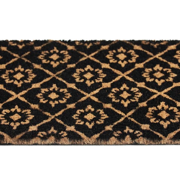 Dörrmatta kokosfiber med blommönster