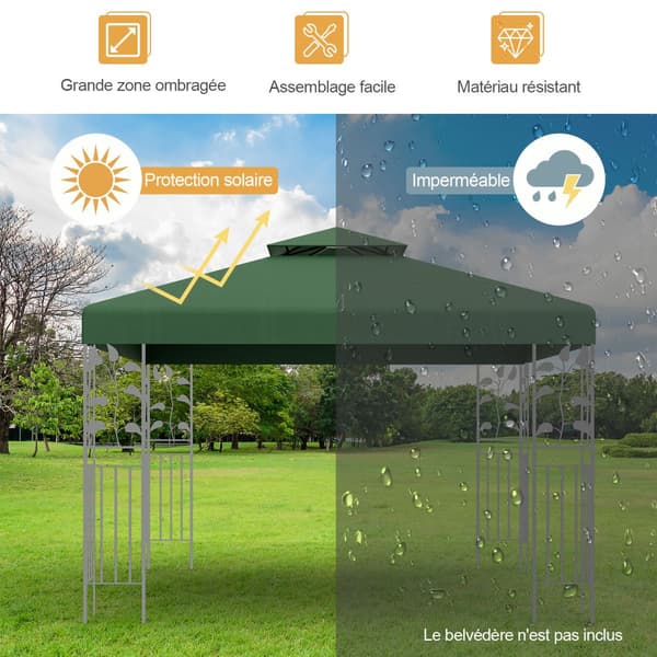 Paviljongens extratak 3 x 3 m, dubbelt lager, polyester