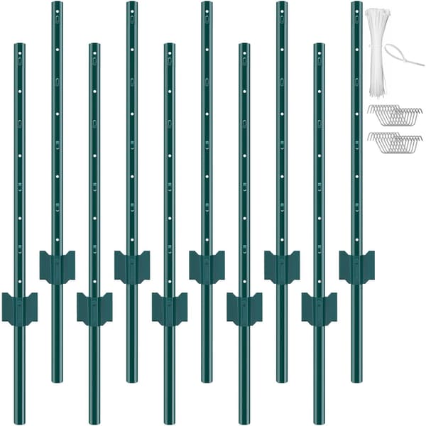 U-kanalsstaketstolpar, 90 cm stål, 10-pack, gröna