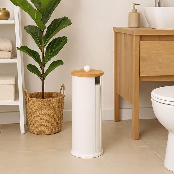 WC-paperiteline, metalli, bambukansi, tilaa 3 rullalle