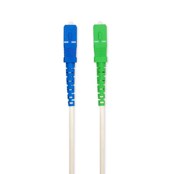 Glasfiber Patch-kabel | SMF (Single Mode Phase) | SC/APC | SC/UPC | 100 Gbps | 2,00 m | Vit | Presentförpackning med Eurolås