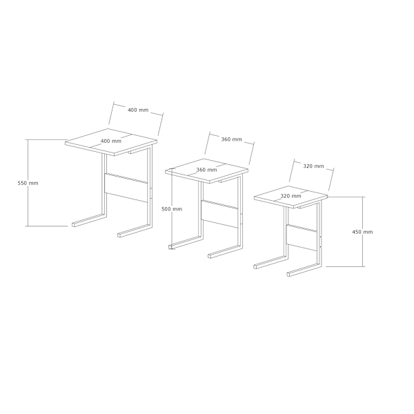 Redebord (3 stykker) Sali - Sort, antracit