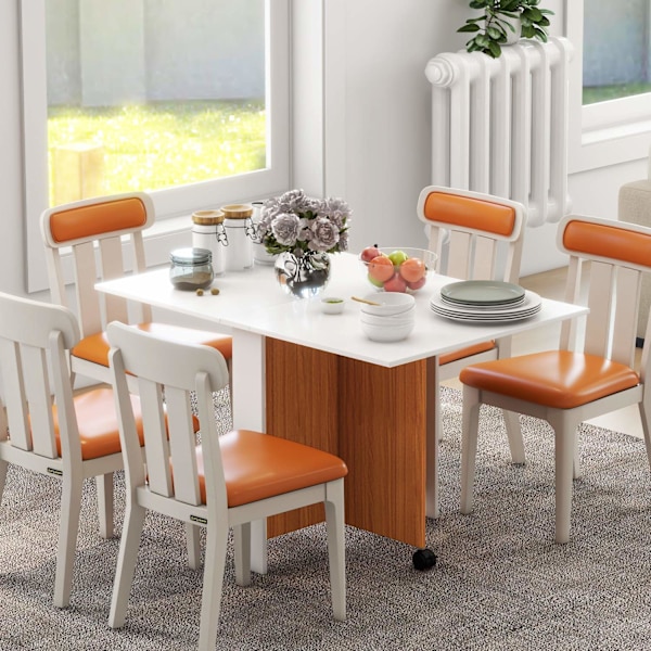 Klapbord Spisebord Mobilt Skrivebord Med Klapbord Sidebord Med Hjul Spisebord Til Køkken Hvid