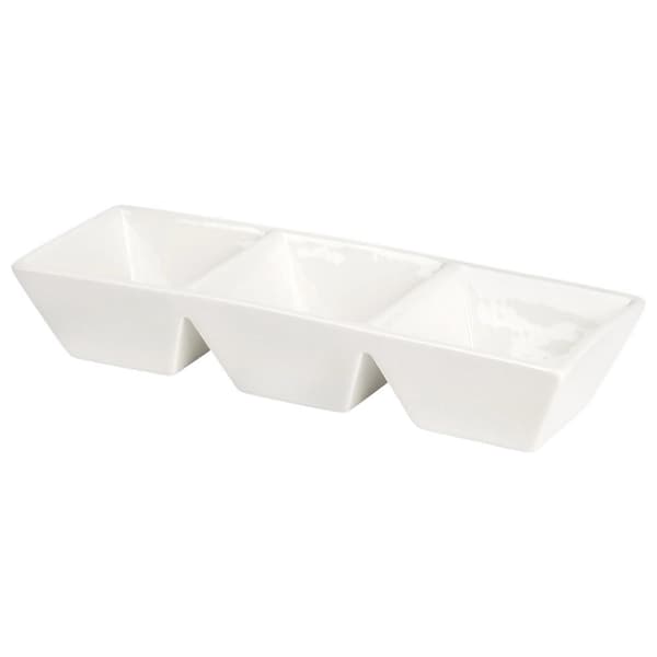 Keramisk trippelskål, vit, 29 cm