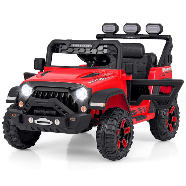 Lasten sähköauto 2,4G kaukosäätimellä &amp; USB &amp; Valo &amp; Musiikki 12V Lastenauto Jeep Car Red