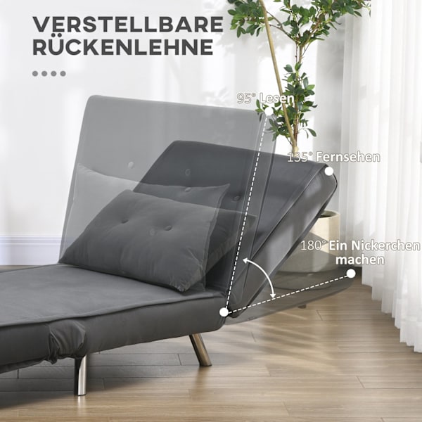 Sovestol Foldestol Seng Funktion Enkelt Sofa Pude Gæsteseng Polstret Sofa Velvet Mørkegrå 77X88X83Cm