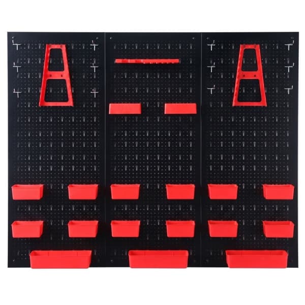 Verktygsorganiseringsset i stål, väggmonterad, pegboard