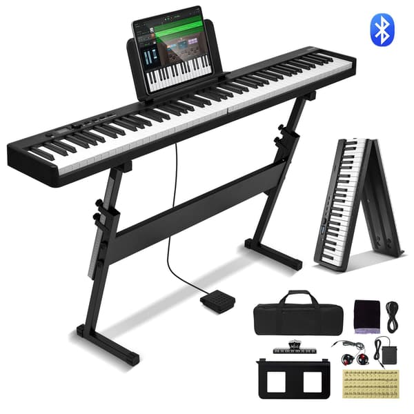 88-tangenters foldbart keyboardklaver – Bluetooth MIDI, stativsæt
