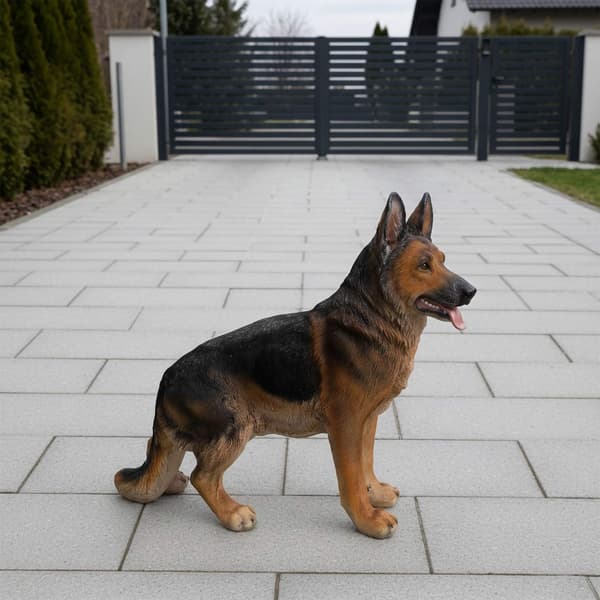 Havestatue af schæferhund, polyresin, 114 cm