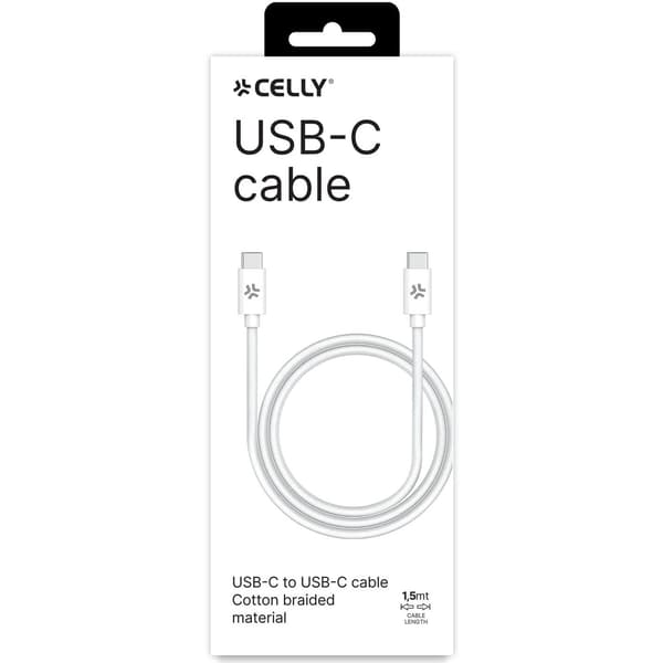 USB-C - USB-C-kaapeli 60 W 1,5 m Valkoinen