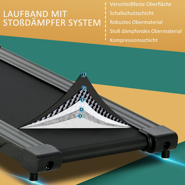 Løbebånd Sammenfoldelig Elektrisk 500W 0,8-10Km/T Lcd Display Mobiltelefon Holder Sort 123X62X117Cm