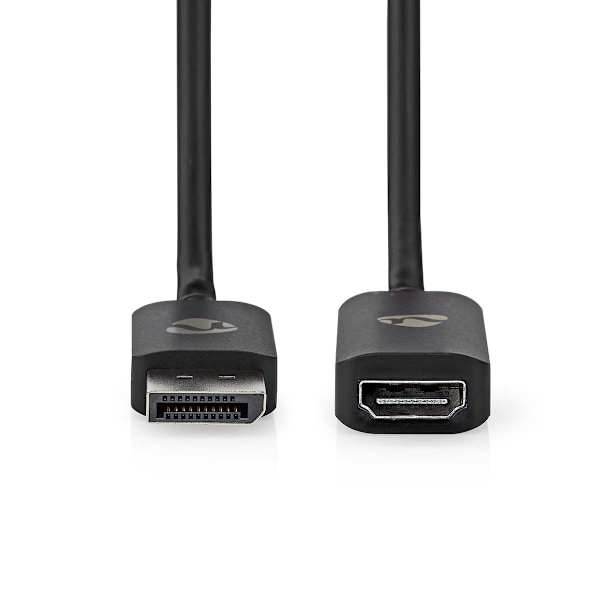 DisplayPort adapter | DisplayPort Han | HDMI ™ -udgang | 8K@30Hz | Nikkelplateret | Lige | 0.20 m | Runde | TPE | PVC | Sort | Konvolut