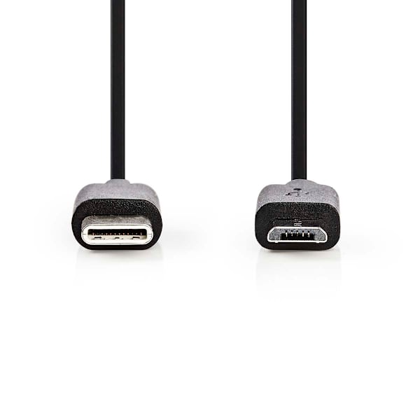 USB kaapeli | USB 2.0 | USB-C™ Uros | USB Micro-B Uros | 60 W | 480 Mbps | Niklattu | 1.00 m | Pyöreä | PVC | Musta | Label