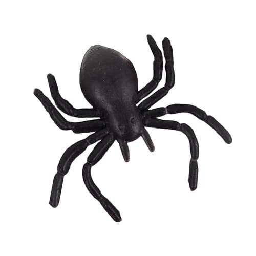 Halloween plastik edderkopper, 10 stk., 3x3 cm, sorte