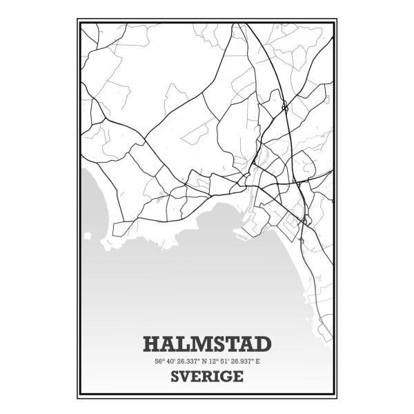 Halmstad Stad Karta Poster - 30x40 cm