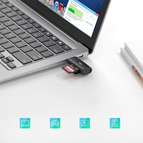 SD TF minneskortläsare för dator USB 3.0 svart