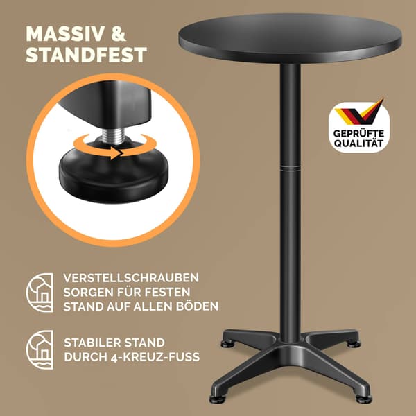 Justerbart hopfällbart barbordsset, svart, 60 cm, 2-pack