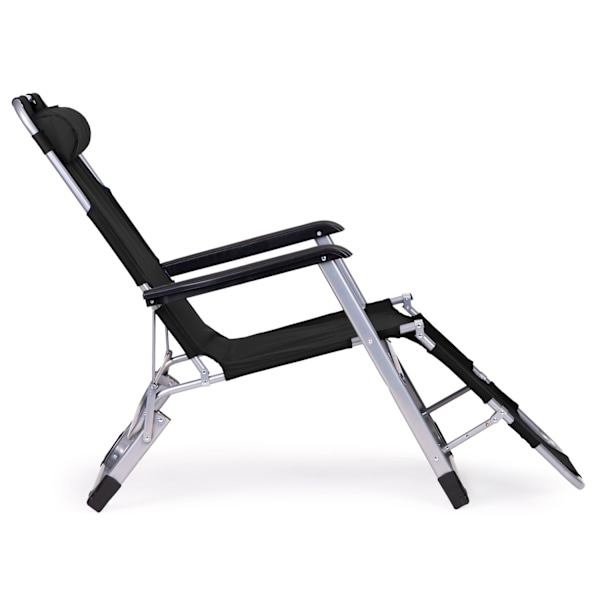 Havestrandstole, foldbar 2-i-1, sort, MultiGarden