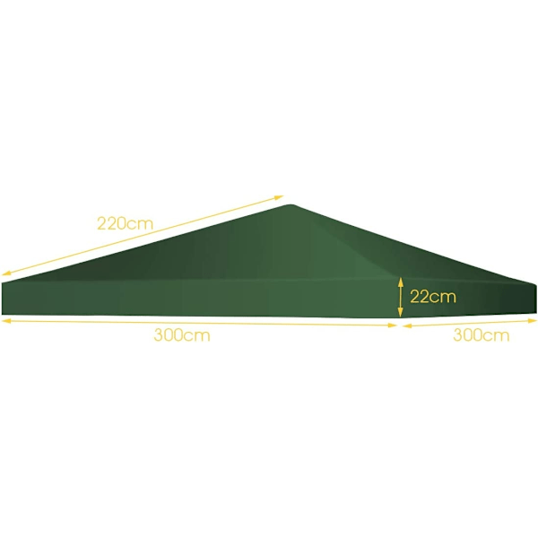 Gazebo ersättningstak solskyddskåpa med kardborrefästen 300 x 300 cm mörkgrön