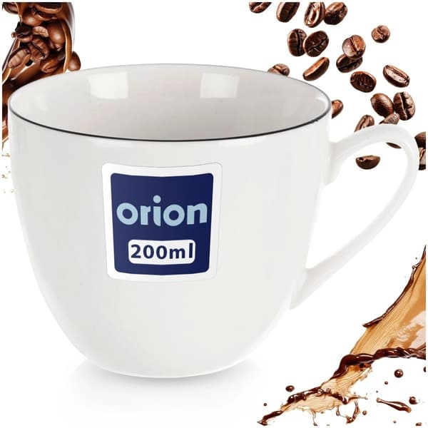 Kaffe-/tekopp i porslin, vit, 200 ml, svart kant