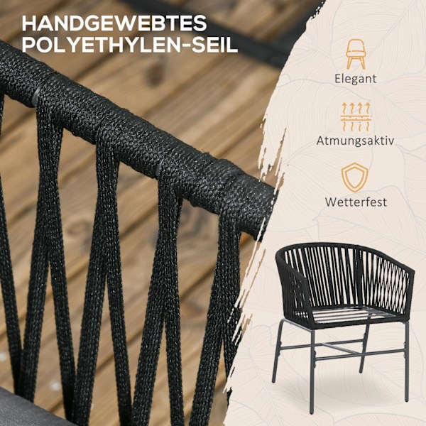 Setti 2 Puutarhatuolia Ja Tyynyjä, Boho Style -Puutarhatuolisarja, Puutarhatuoli, Puutarhakalusteet, Parveketuoli, Patiotuoli, Metallirunko