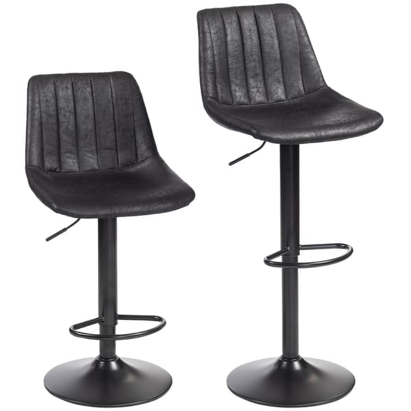 Barstole, sæt med 2, Retro, justerbar højde, sort