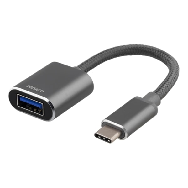 Deltaco Adapter USB-A til USB-C 3.1 OTG - Space Grey