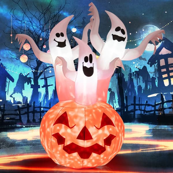 Oppustelige Halloween-spøgelser med græskar, LED, 182 cm