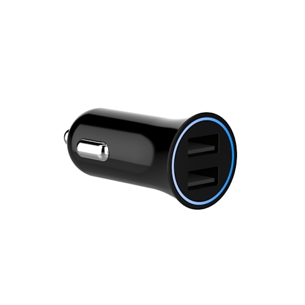 Sinox 12V dobbelt USB A biloplader. 2,4A. Sort
